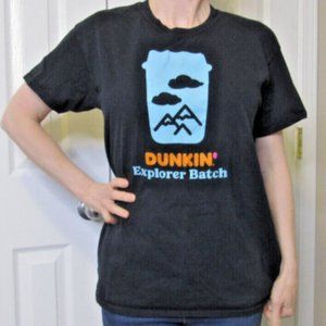 Dunkin Donuts Black Tshirt Explorer Batch Adventurer, Cotton, Adult size M